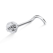 Woolen Ball Shaped Silver Curved Nose Stud NSKB-621